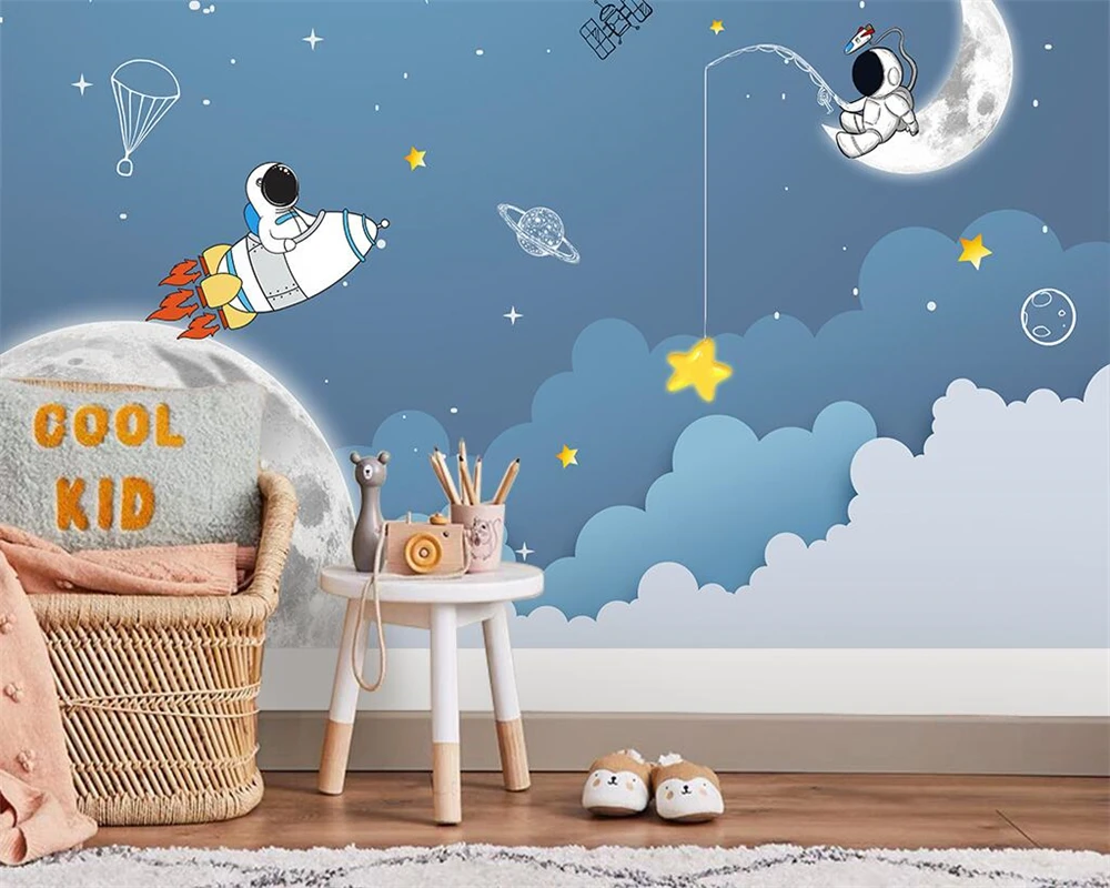 

beibehang Customized modern hand-painted abstract space planet children's room background wallpaper wall papers home decor