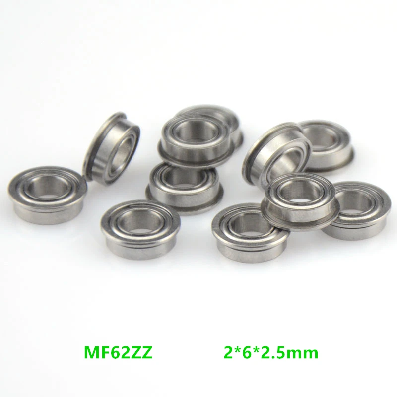 

100pcs/lot Flange bearing MF62ZZ MF62 ZZ 2*6*2.5 Shielded Miniature deep groove Ball Bearings Flanged 2x6x2.5 mm