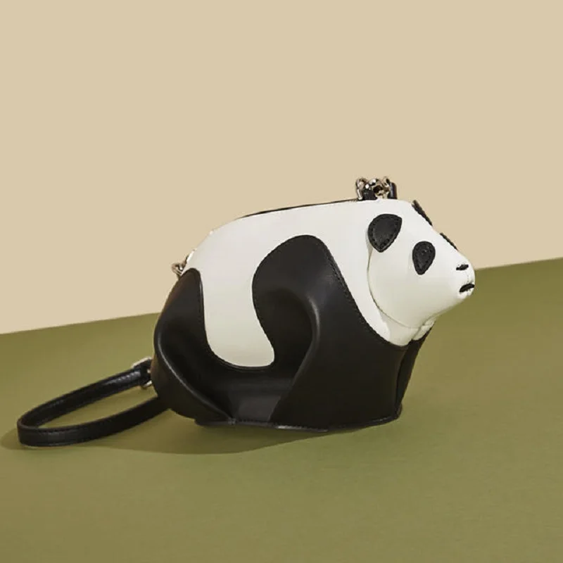 Genuine Leather Handmade Panda Shaped Crossbody Bag Cute Elephant Shaped Clutch Coin Purse Women Mini Shoulder Bag