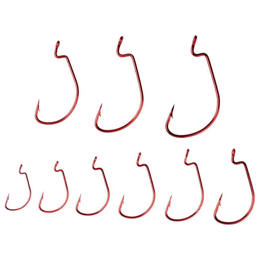 10 teile/satz Angelhaken Carbon Stahl Breite Kurbel Offset Angelhaken Für Weiche Wurm Köder 5/0 # -1 # Karpfen-Angelhaken mit Barsch-Stachel – Detail 5