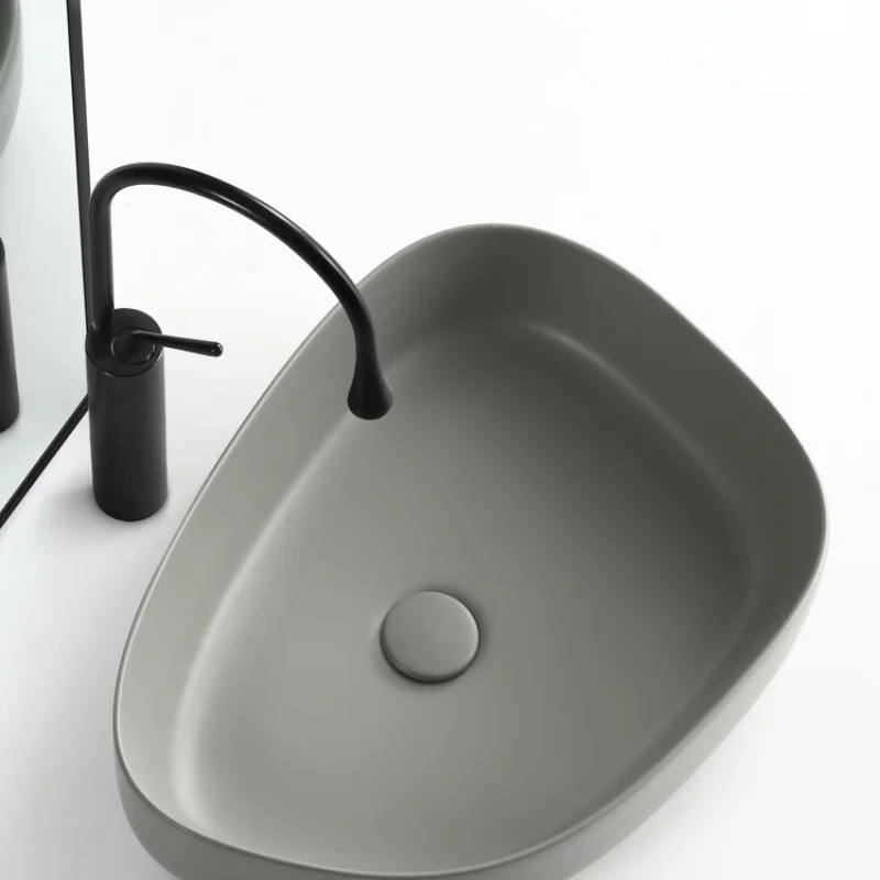 

Advanced Smoky Gray Table Basin Wash Basin Cement Gray Matte Ceramic Washbasin Single Basin Industrial Style