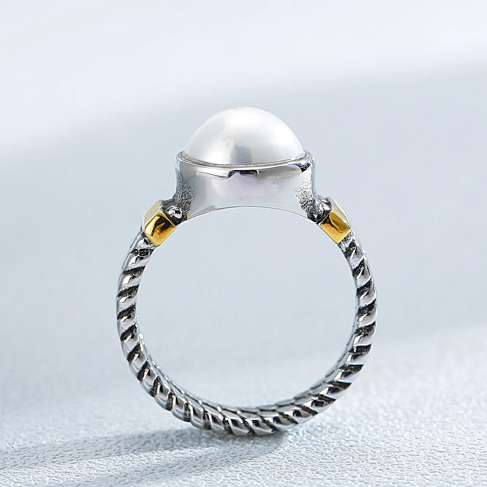 Kalen Vintage Cuban Link Rings For Women Stainless Steel Shell Ring Face Geometric Finger Ring Bijoux Femme Girls Party Ring