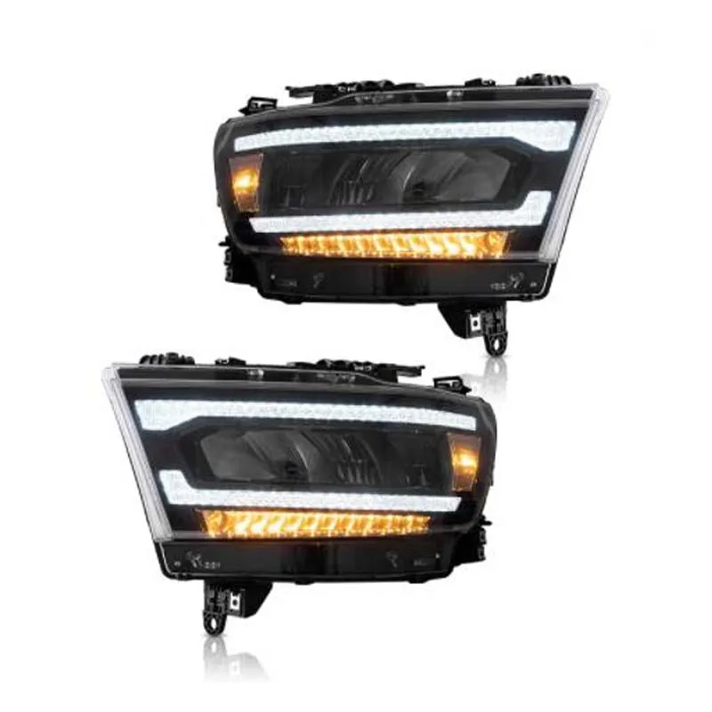 For Dodge RAM 1500 2019 -UP Car Led Headlight Assembly DRL Front Lights Sequential Amber Turn Signal Headlamp 12V LED Set