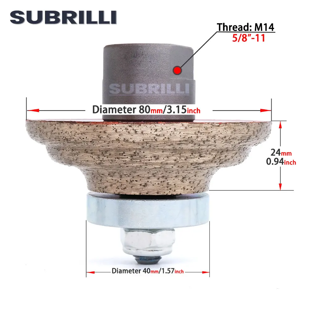 Subrilli Q20 M14 5/8 "-11 Draad Metalen Continue Router Bit Diamond Snijden Bit Voor Stenen Rand Graniet Marmer beton Slijpen