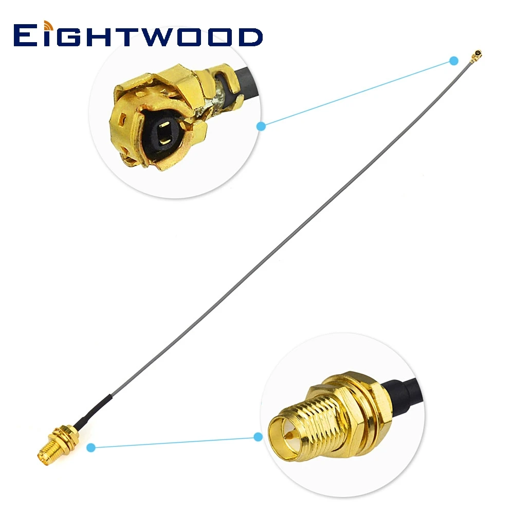 Eightwood ipx/u.fl RP-SMAバルクヘッドストレートピグテールケーブルケーブルipx 1.13ミリメートル25センチメートルfritzbox 7490 7360 7362 7390 7270リセット