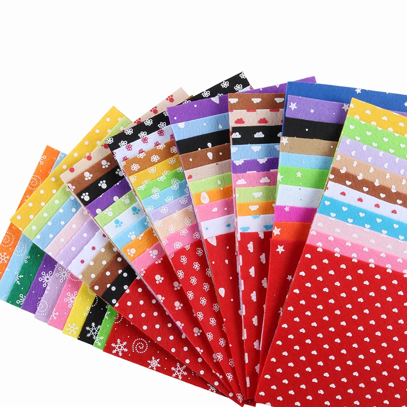 Nanchuang 1mm Thickness Printed Non Woven Felt Polyester Fabric For DIY Handmade Sewing Doll&Crafts Material 10Pcs/Pack 15x15cm