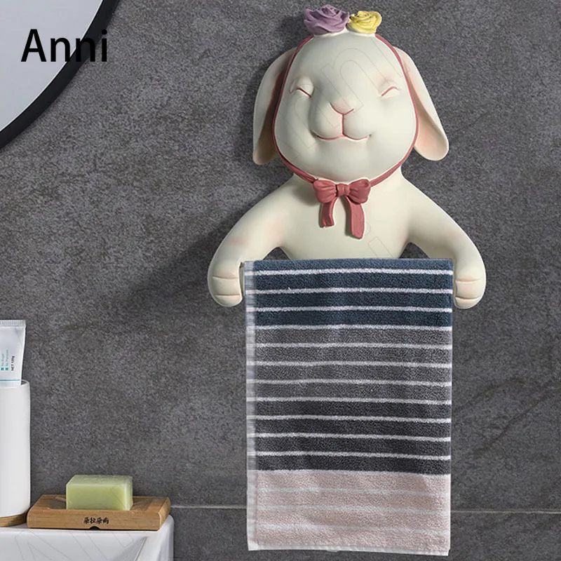 Cartoon Animal Decorative Toilet Paper Dispenser Nordic Modern Punch-free Resin Tissue Holder Bathroom Accessories Decoration