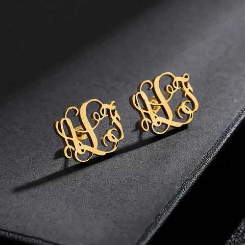Personalized Initial Earrings Stainless Steel ICFTZWE