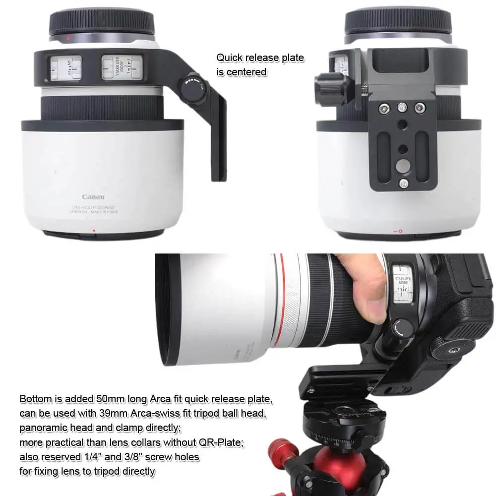 iShoot Lens Collar Tripod Mount Ring Support for Canon RF 70-200 f/4L IS USM, with Arca-Swiss Quick Release Plate