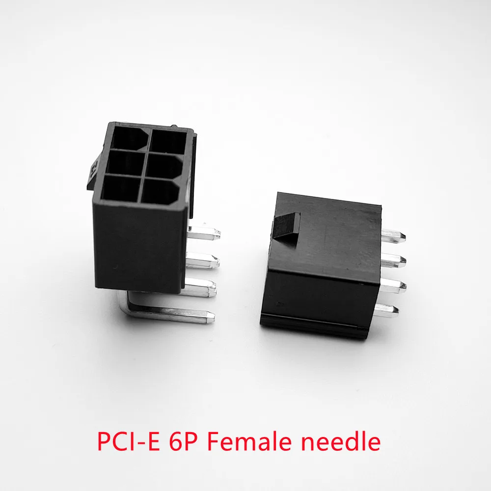 30PCS/1LOT 4.2mm black 6P female socket Straight/Curved needle for PC computer ATX graphics card GPU PCI-E PCIe Power connector