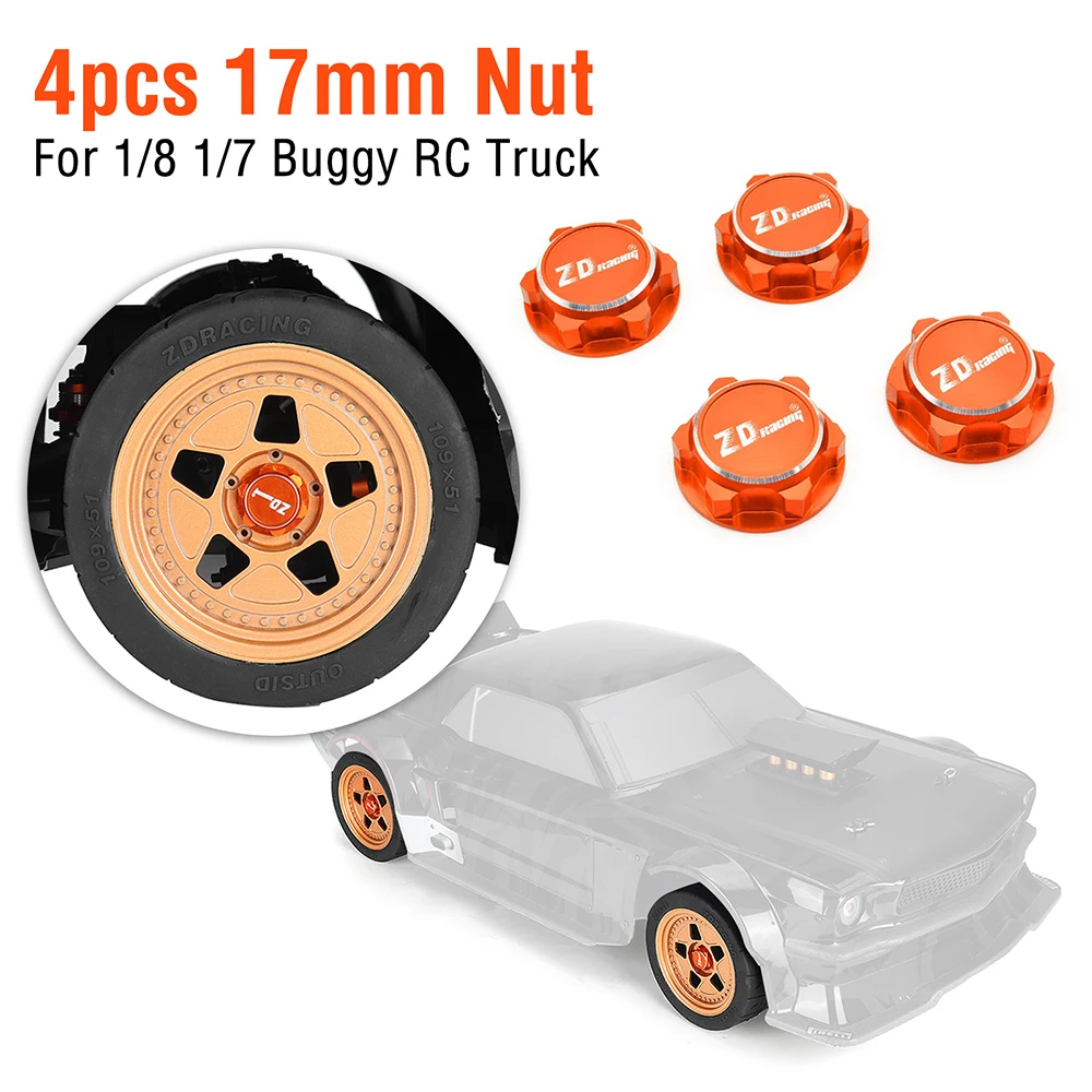 4PCS ZD 레이싱 EX07 17mm 육각 휠 너트 방진 1/8 1/7 HPI 호바오 ARRMA HSP 버기 RC 트럭 예비 부품