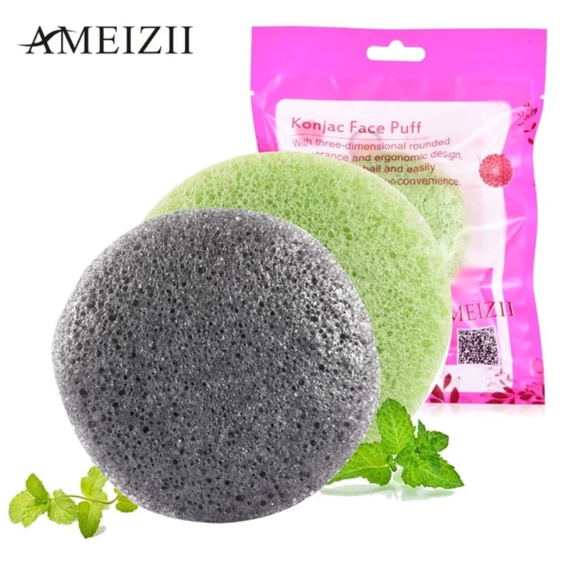 1PCS Reusable Natural Konjac Cosmetic Puff Bamboo Charcoal Cleanser Sponge Makeup Facial Cleaning Tool Smooth Beauty Essential