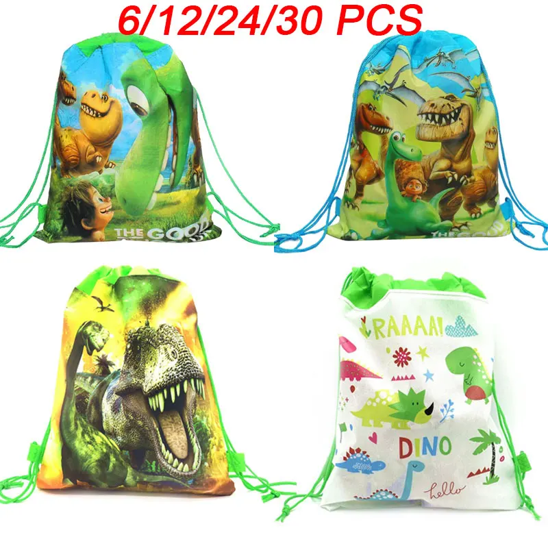 Cartone animato dinosauro borse da festa per bambini compleanno zaino con coulisse tessuto Non tessuto borsa da scuola per bambini borsa da