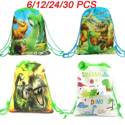 Cartone animato dinosauro borse da festa per bambini compleanno zaino con coulisse tessuto Non tessuto borsa da scuola per bambini borsa da lavanderia