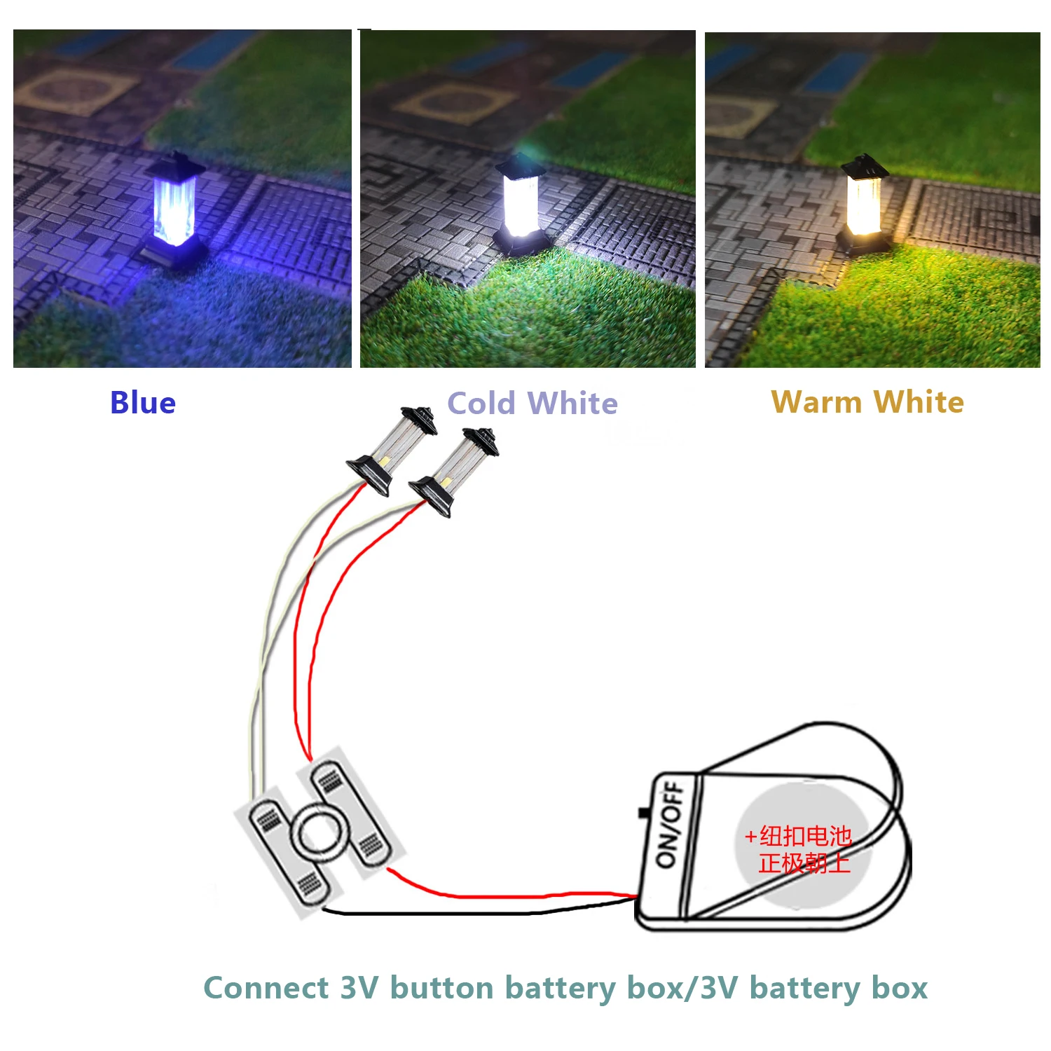 2pcs 1:87 Ho Scale Lawn Model Lamp 3v Led Street Lights Model for Park Architectural Building Grassland Scenery Lamppost Diorama