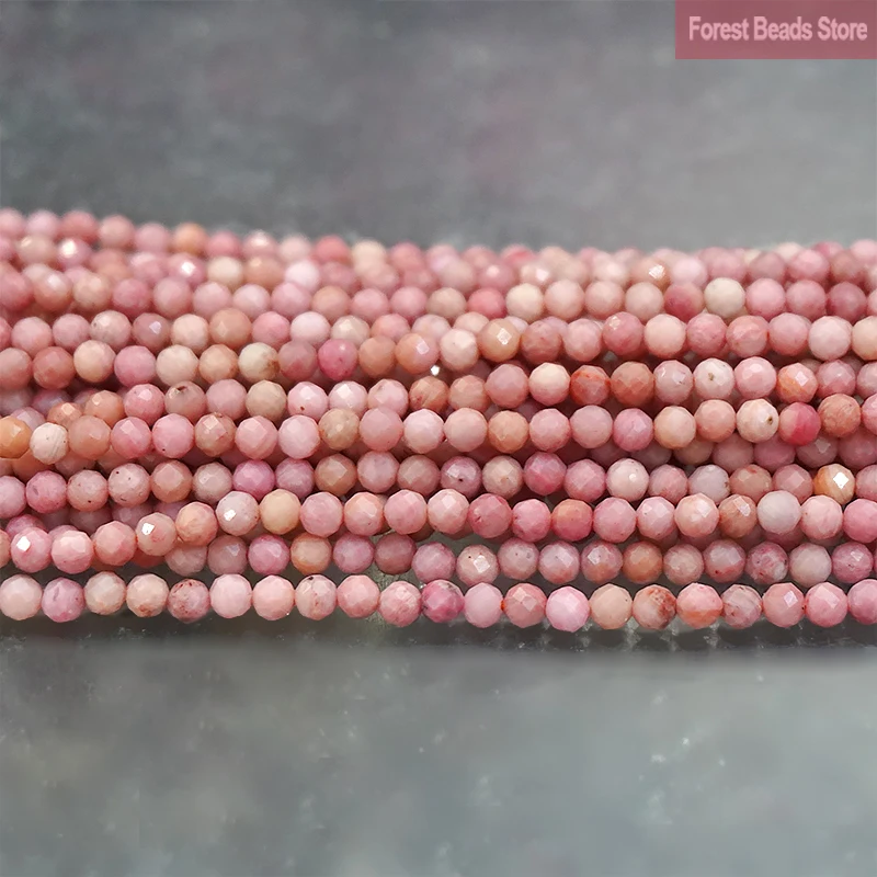 Natural Stone Faceted Pink Aventurine Jaspers Round Loose Spacer Beads for Jewelry Making 15\'\' 2mm/3mm DIY Bracelet Necklace