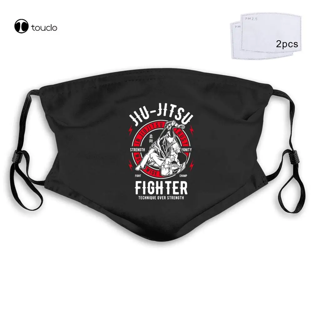 In Jiu Jitsu We Trust, arti marziali, Mma Fighter maschera per il viso per adulti filtro tasca panno riutilizzabile lavabile