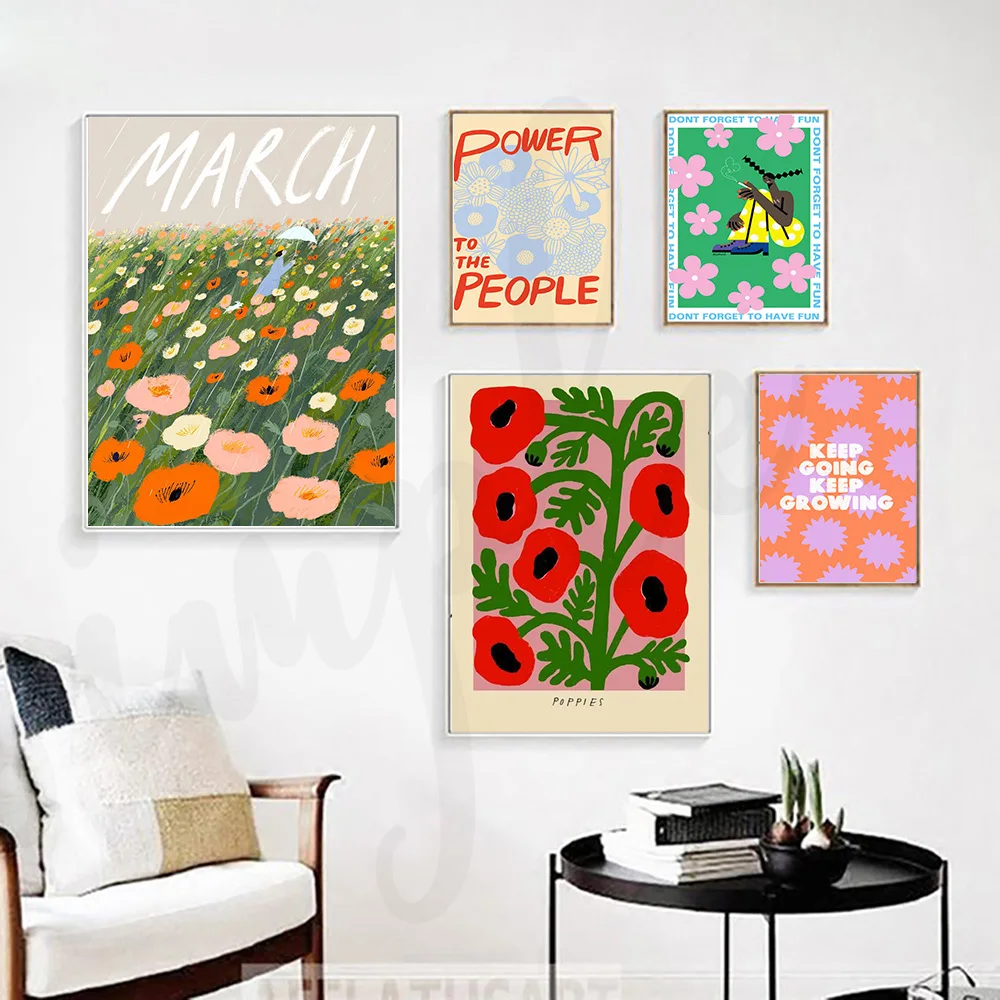 

Colorful Flower Poster and Print Red Poppies Wall Art Canvas Painting Pictures Modern Gallery Home Office Decor