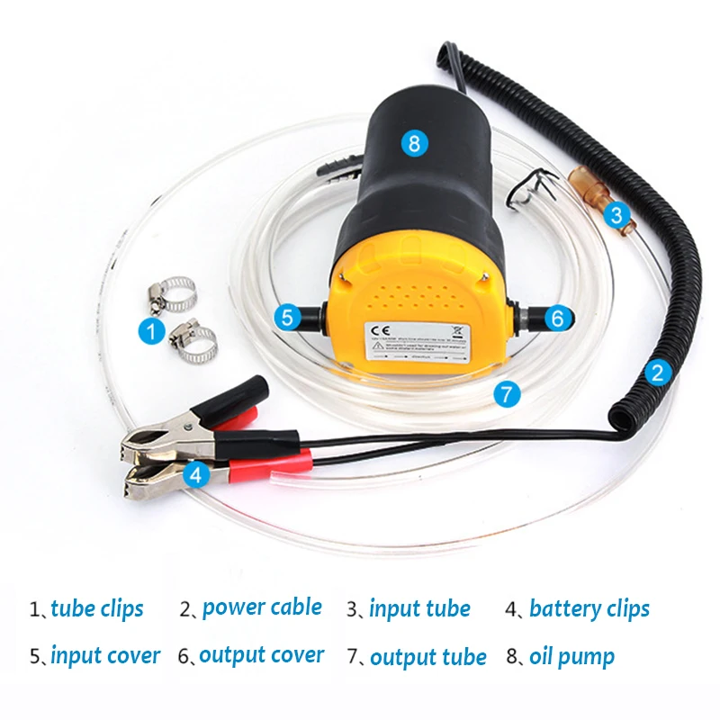 New 12V Electric Car Oil Pump Crude Oil Fluid Pump 60W Extractor Transfer Engine Suction Pump Tubes For Auto Car Boat Motorcycle