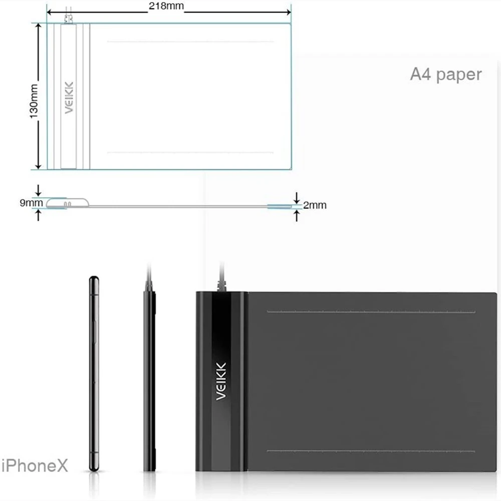 Drawing Tablet VEIKK S640 Graphic Ultra Thin USB with 8192 Pressure Sensitivity Passive Pen Paint Writing Board Handwriting Pad