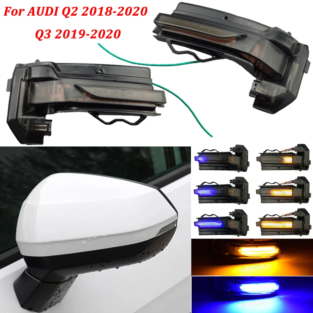 Two Colors For Audi Q2 GA Q3 F3 2019 2020 LED Dynamic Blinker Turn Signal Lamp Rear View Mirror Indicator Repeater Car Light