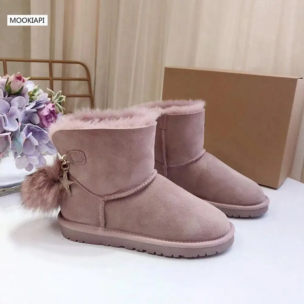 In 2019, Australia's top quality women's snow boots, real sheepskin, 100% natural wool, fashion lace women's shoes, free delivery