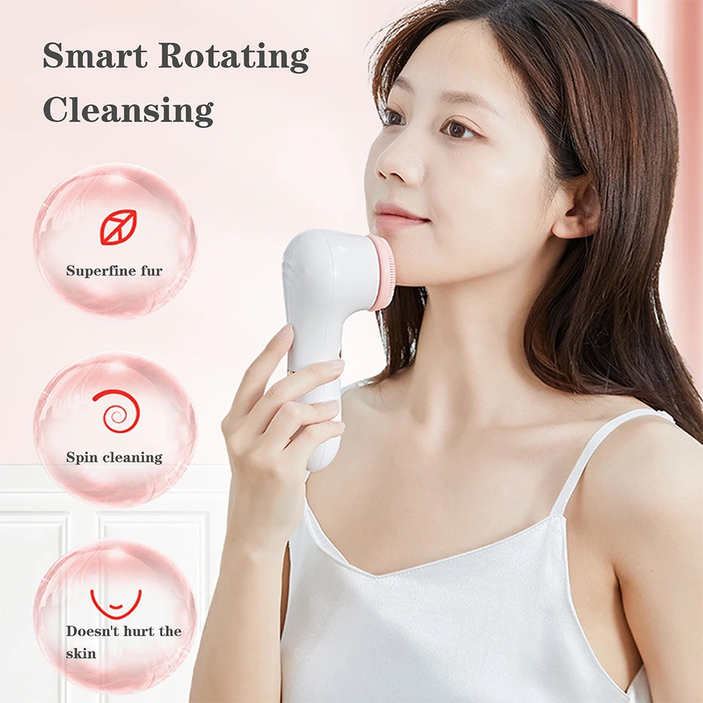 Facial Cleansing Spin Brush Waterproof Electric Face Scrubber Deep Cleaning Skin Exfoliation Makeup Remover Facial Spa Massager