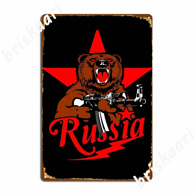 Cartel de hojalata personalizado con oso soviético, carteles de Metal con diseño de Kalashnikov, Ak-47 Vintage, arma URSS, halcón, Retro, Cccp, pub, garaje