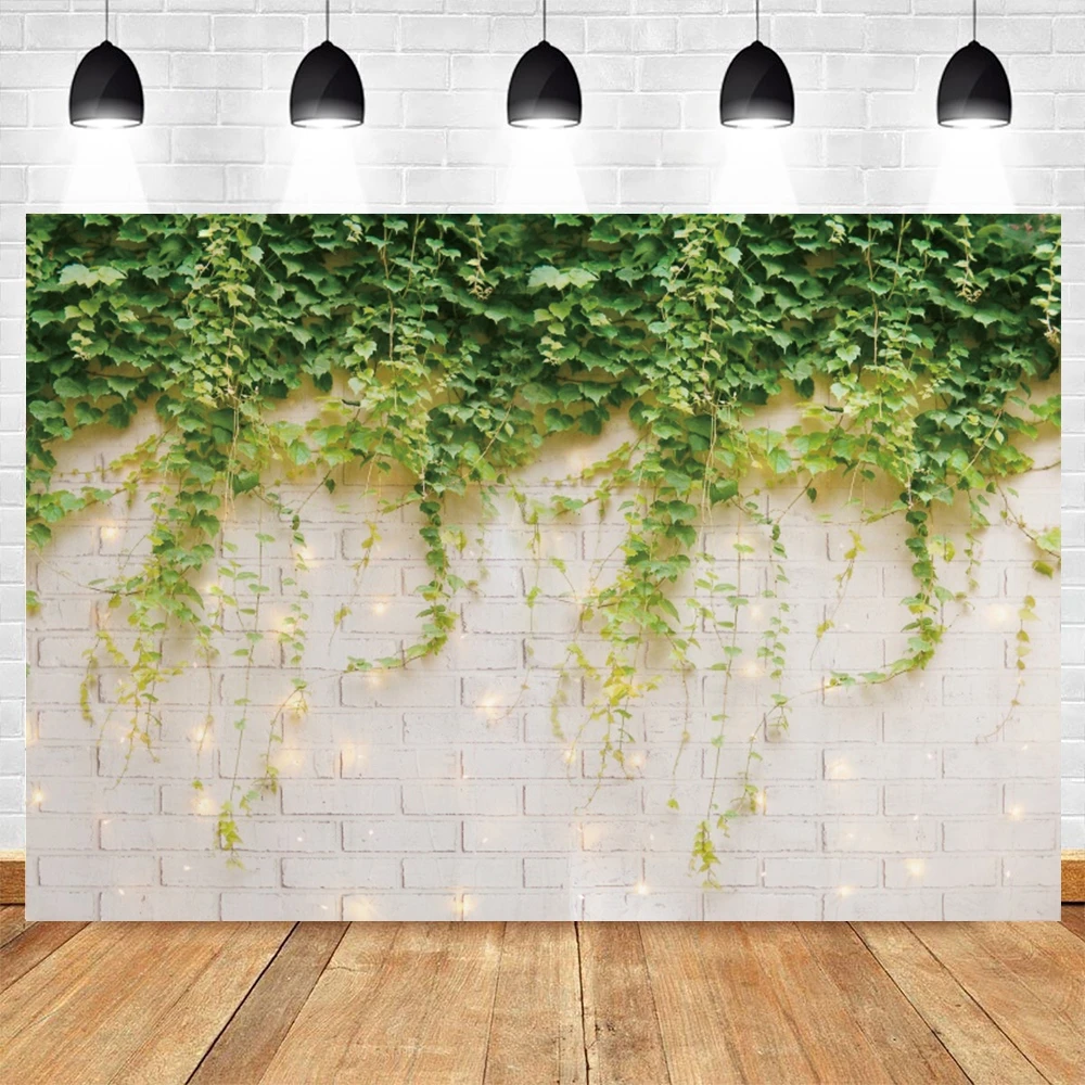 Yeele Weeding Backdrop Photocall Brick Wall Green Leaves Birthday Party Decor Photography Background Photo Studio Photographic