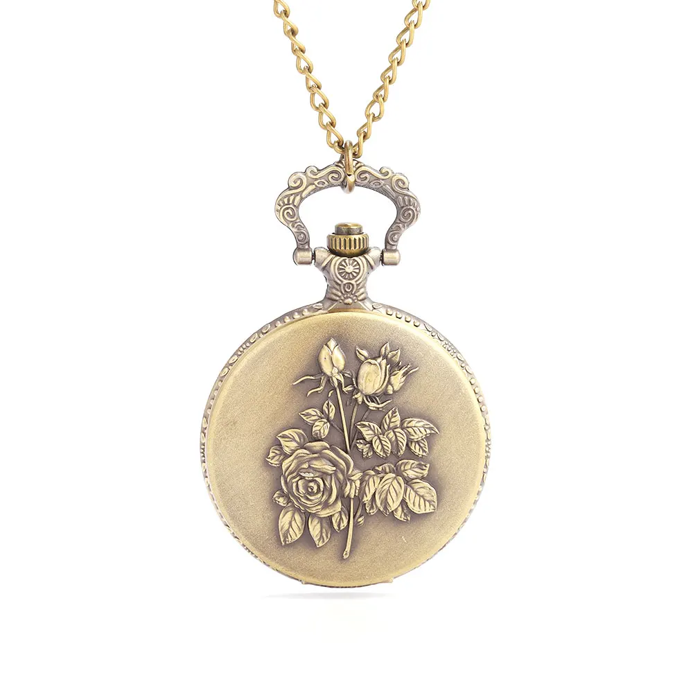 

8875 Retro personality exquisite gift souvenir embossed a bouquet of white face Roman lettering large flip pocket watch