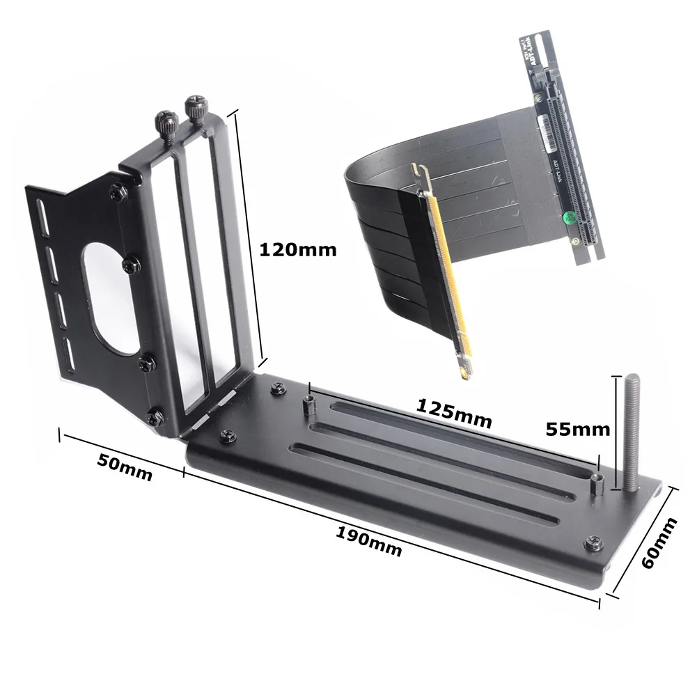 ADT-Link PCIe 3.0 X16 Vertical Bracket Video Card Extender Extension Cable R33SH for ATX PC Chassis Case - Graphics Card Holder
