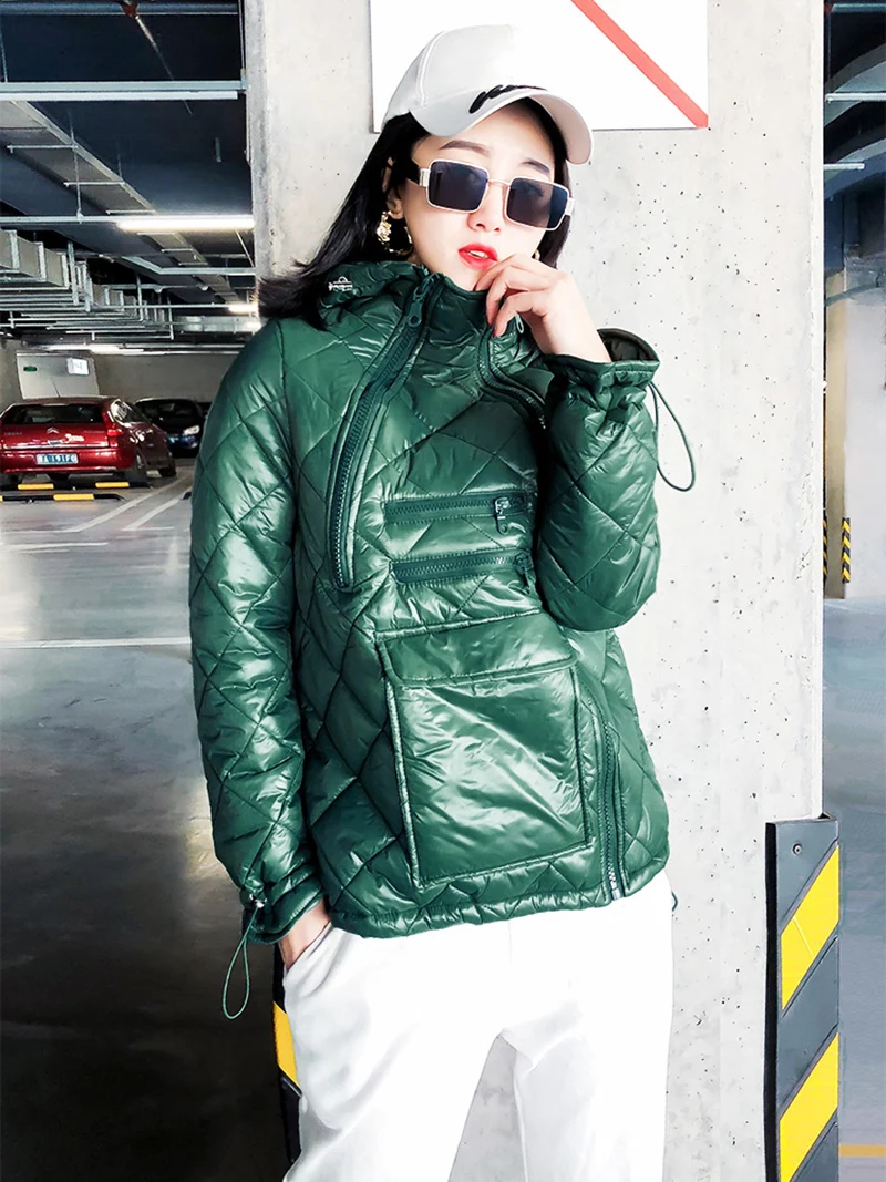 2024 Winter Glossy Bright Down Parka Womens Hooded Coat Zip Jacket Large Size Loose Winter Warm Thick Parka Female Jacket