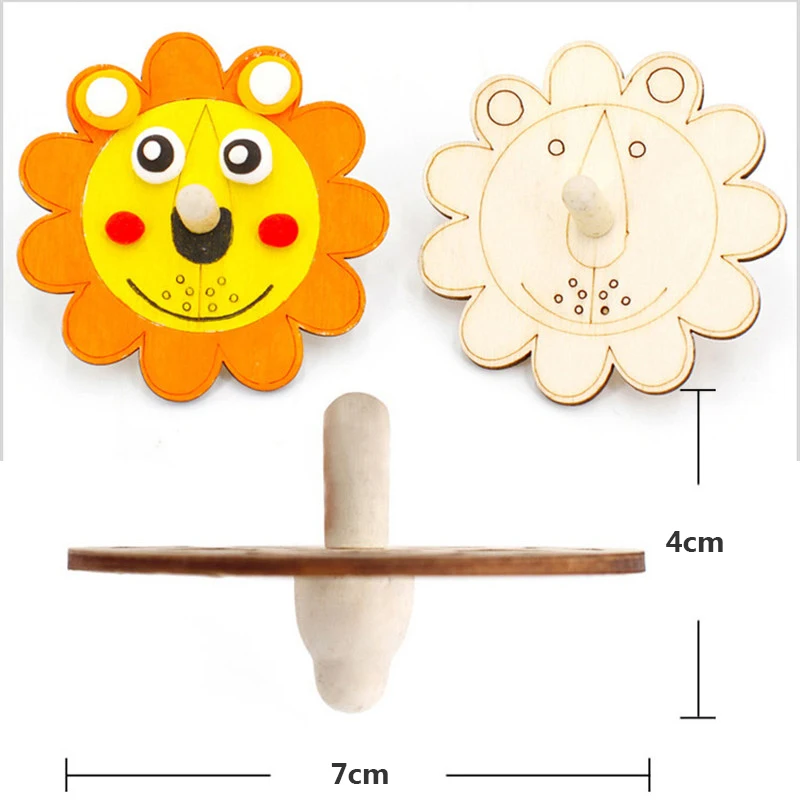 10 개/몫 DIY 화이트 나무 자이로 장난감 수제 그림 그리기 낙서 색칠 크리 에이 티브 유치원 미술 공예 아이 장난감