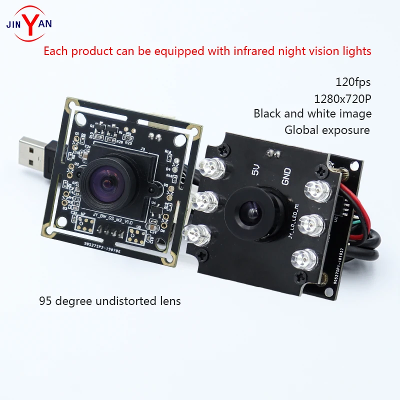 【HOT】JinYan 1MP Mono Chrome Global Exposure Infrared Night Vision Camera Module HS BW 720P/MJPEG@120fps OmniVision CMOS Sensor