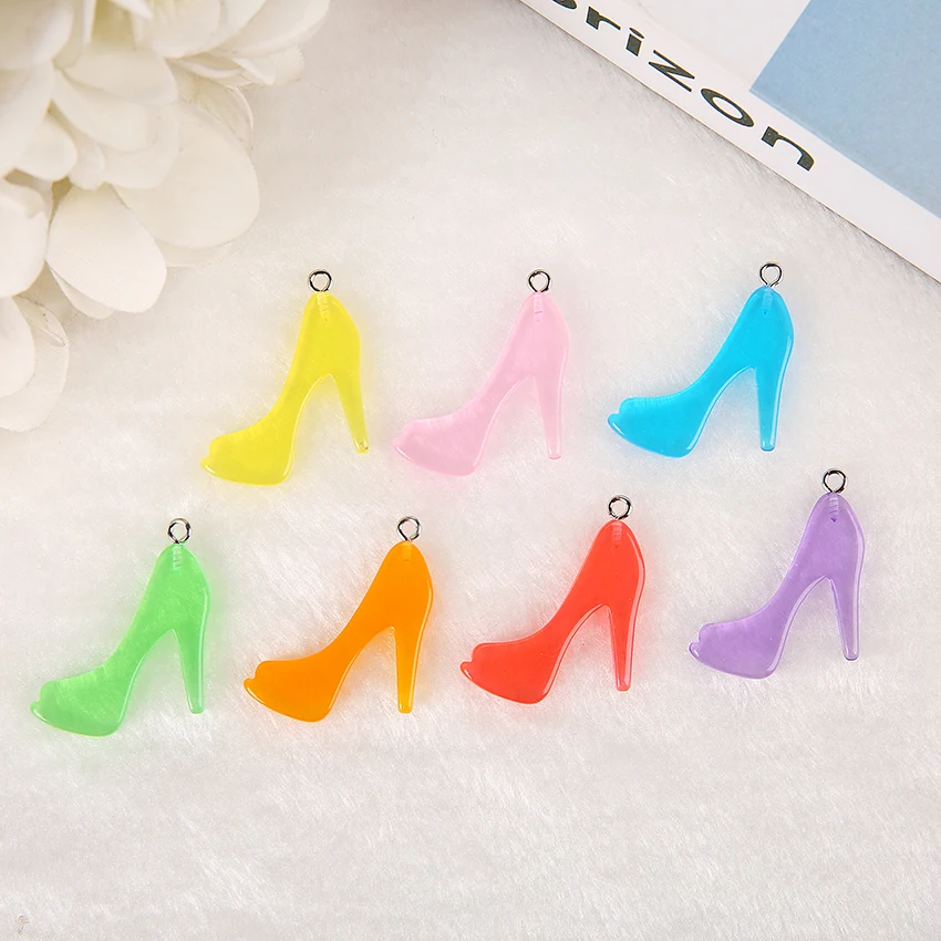 20Pcs/Lot Resin Cabochons  Flatback Women Fashion Charms High-heeled Shoes Pendants Earrings Keychain Diy Making