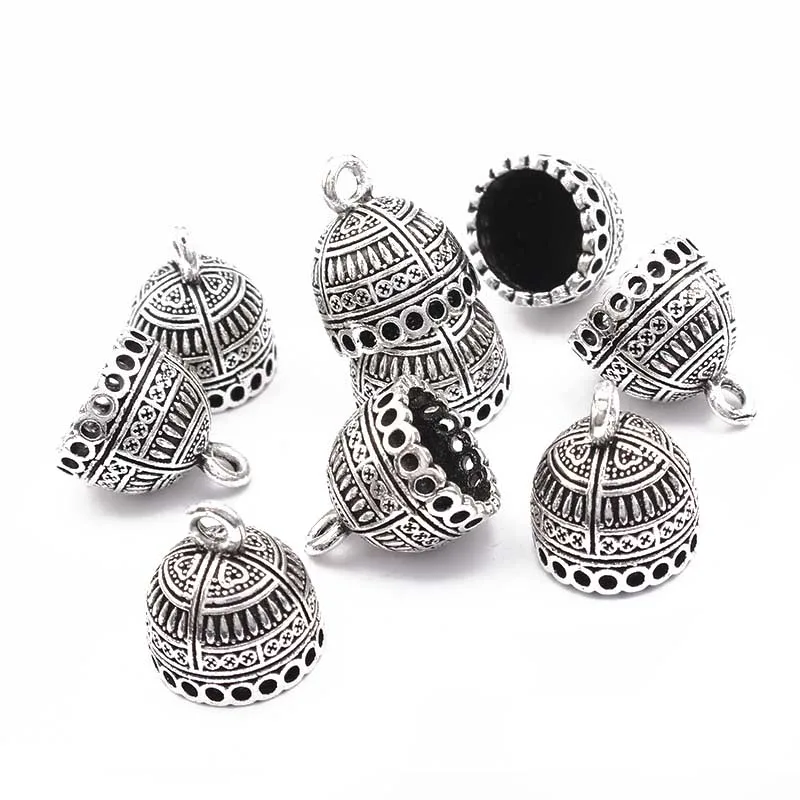 10pcs Argento Antico di Colore 12 millimetri Cap Filigrana Pendenti E Ciondoli Nappa End Caps Bead Per Il Braccialetto Collana FAI DA TE Risultati