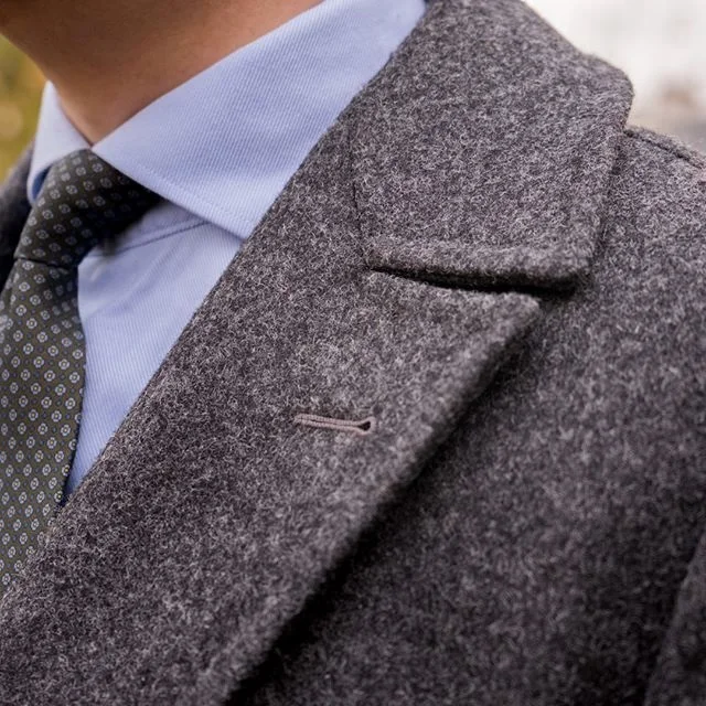 Abrigo cálido de Tweed para hombre, chaqueta a medida, gruesa, de doble botonadura, para boda, de invierno, una sola pieza