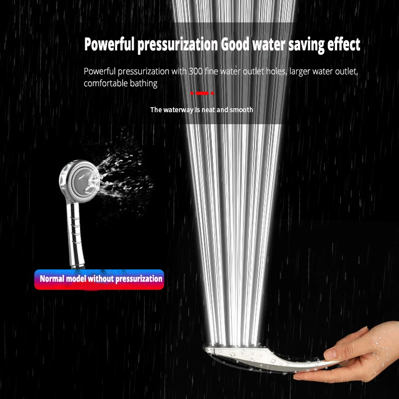 Square Shower Head  300 Holes Water Saving Nozzle With Abs  Chrome High Pressure Shower Head Bathroom Accessories Sprayer Shower