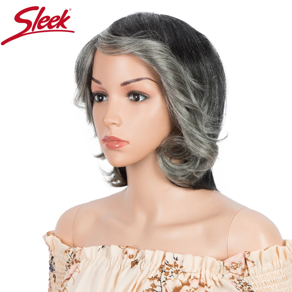 Elegante perucas de cabelo humano peruca curta para mulheres pixie corte peruca 100% remy perucas de cabelo brasileiro para preto parte esquerda perucas cinza