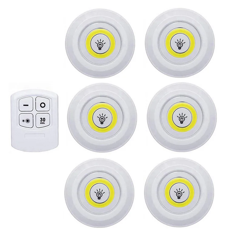 Led Wireless Remote Control Night 3w Super Bright Cob Under Cabinet Light Dimmable Wardrobe Lamp Home Bedroom Closet