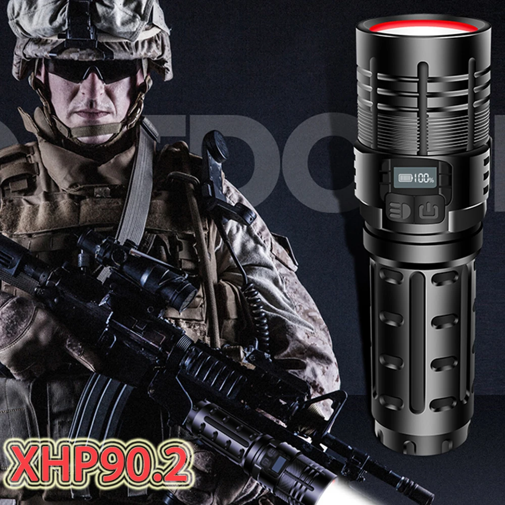 Most Powerful Xhp90.2 Led Flashlight Torch Xhp90 Tactical Mini Military Flashlight USB 18650 Rechargeable Hand Lamp led Lanterna