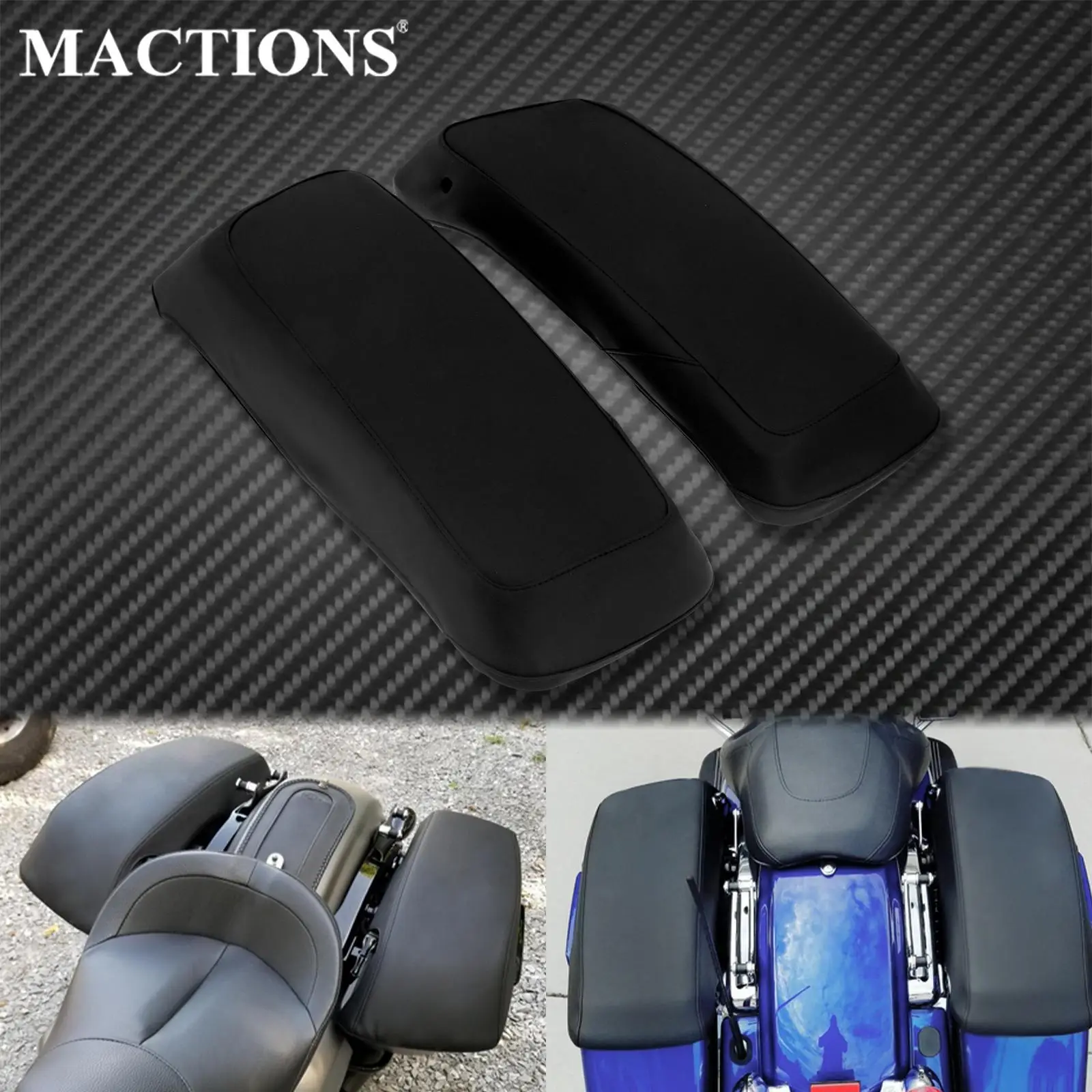 

2xMotorcycle Premium Saddle Bag Lid Covers Leather Waterproof For Harley Touring Road King Road Glide Street Glide FLH 2014-2024