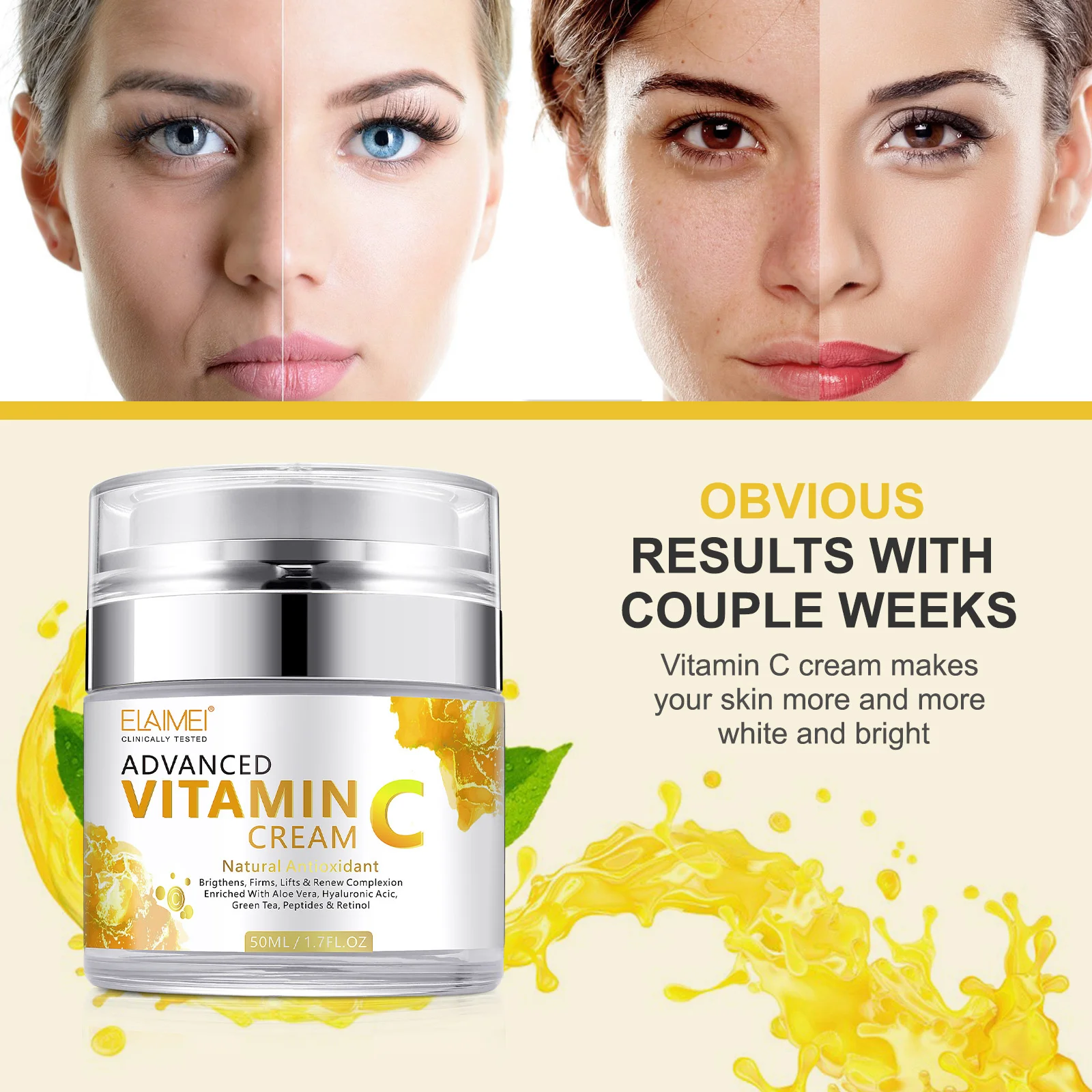 ELAIMEI vitamin C cream moisturizing, wrinkle resistant, moisturizing, skin lightening, skin 50ML repair