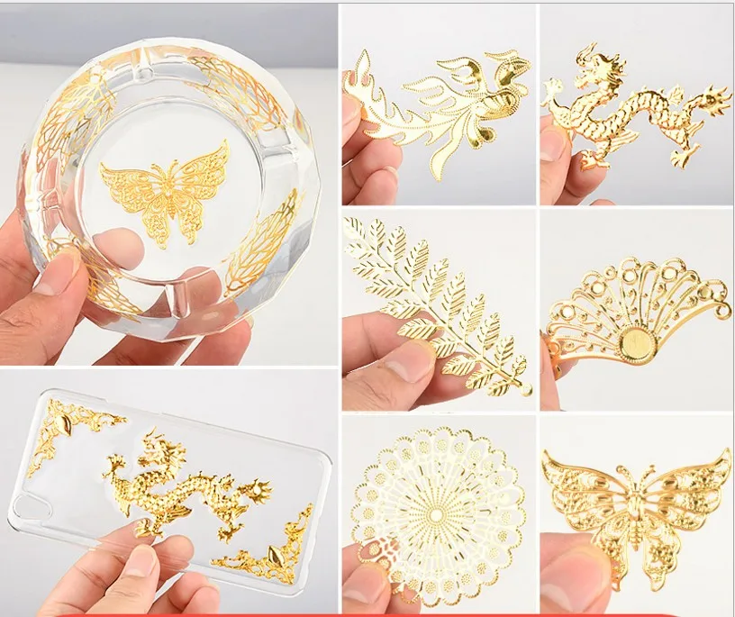 10pcs/lot Jewelry Filling Dragon Leaft Butterfly Jewelry Accessories Jewelry Tools Handcraft Metal Material Ashtray Making