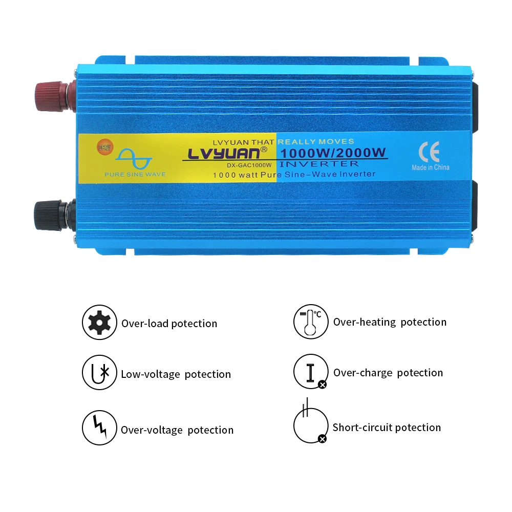 Przetwornik czysta fala sinusoidalna szczytowej 2000W DC 12V/24V do AC 100V 110 50Hz/60Hz konwerter zasilania słoneczna zapalniczka samochodowa