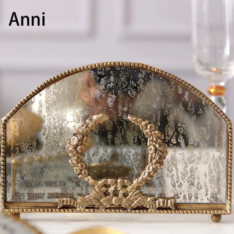 Imagem -04 - Europeu do Vintage Suporte de Toalha de Papel Criatividade Esculpida Bronze Vidro Guardanapo Titular Mesa Jantar Ornamento Decorativo Decoração para Casa