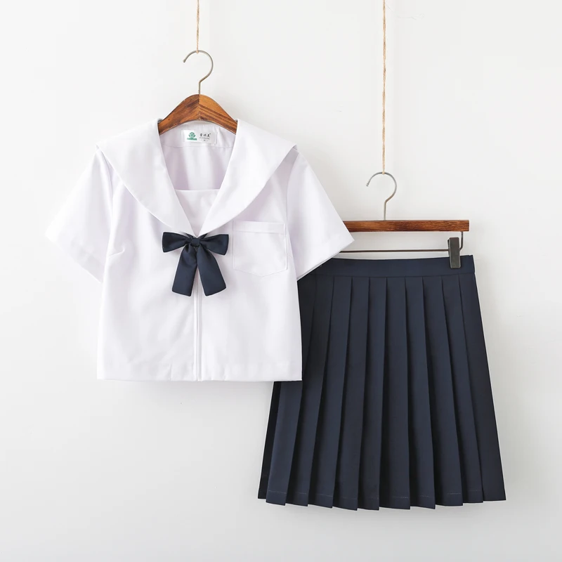 Pure white School Dress Lolita Summer skirt JK Japanese School Uniforms Top+Skirt+Tie Teen Girls Anime Cosplay Sailor Suits