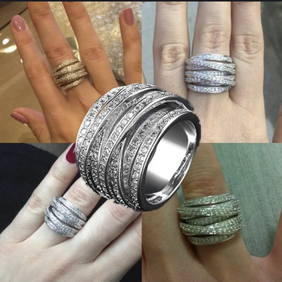 Luxury 10kt gold 925 silver Ring Fashion with pave Simulated diamond Compatible Fit Rings for European Women men Tow style