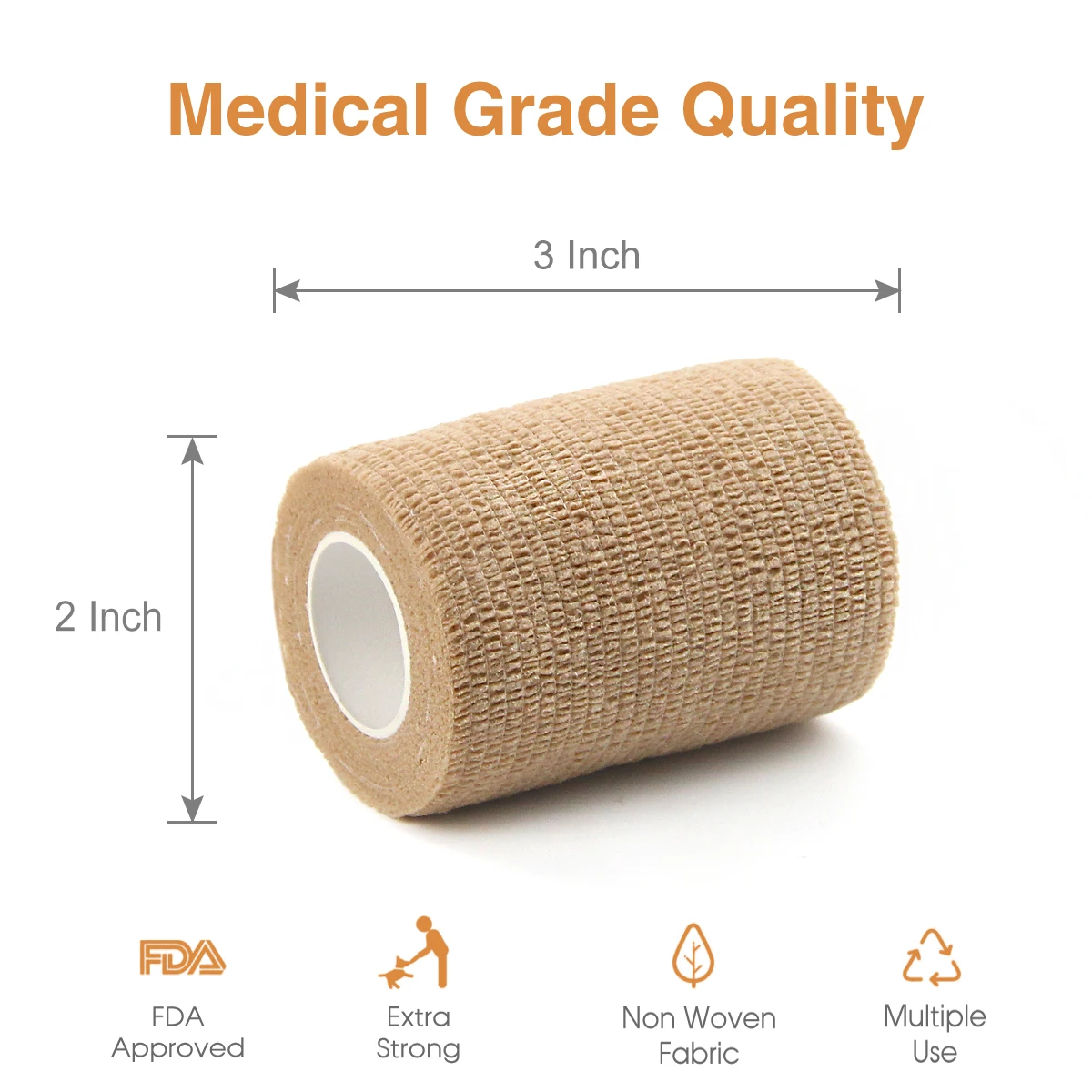 3 inch x 5 Yards 16 Rolls Self Adherent Wrap Cohesive Bandage for Stretch Athletic, Ankle Sprains & Swelling Sports Animals