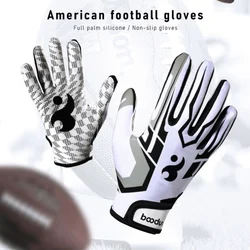 Guantes de Rugby transpirables antideslizantes para hombres y mujeres, guantes de silicona de dedo completo para béisbol, fútbol americano, guantes de pulsera ajustables